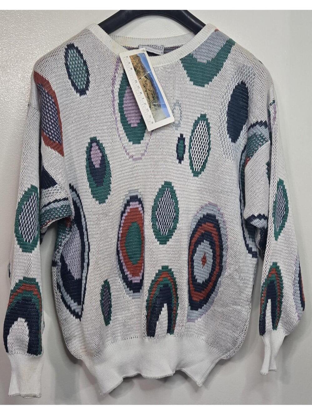 Vintage Far Horizons Australian Sweater Factory Cotton Abstract Sweater S NWT